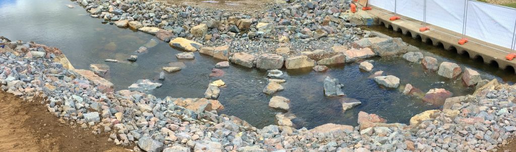 South Pine River rock ramp fishway.