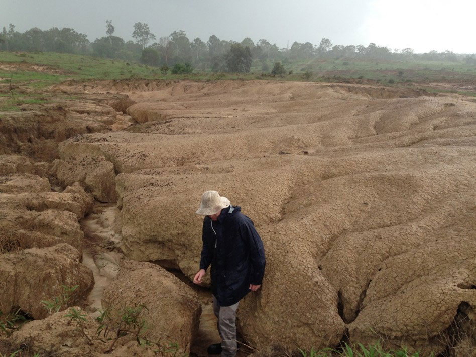 Erosion damage that needs repair.