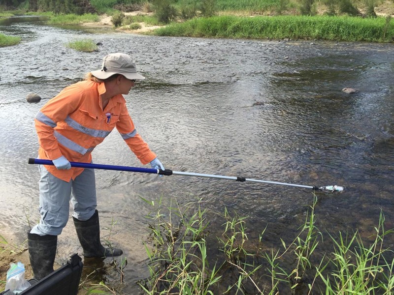 Streambank Water Quality Monitoring collecting samples
