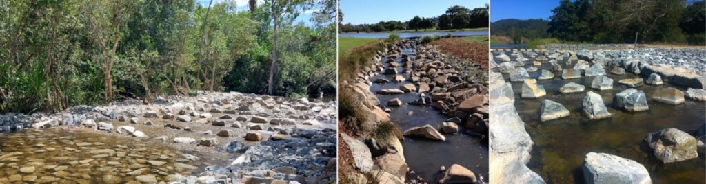 rock ramp fishways or rock fish ladders designed and constructed by Catchment Solutions in Queensland, Wet tropics