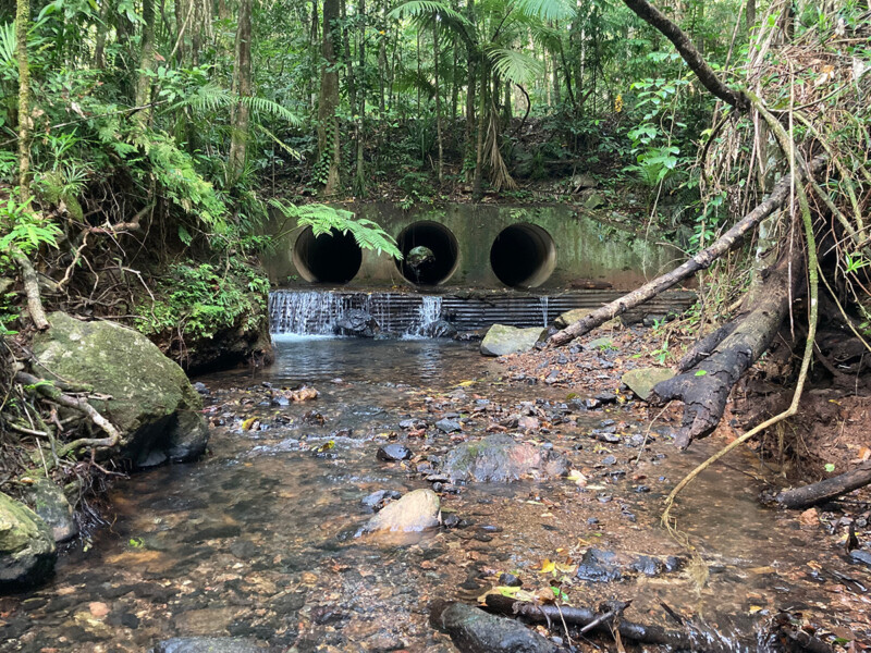 Pipe culvert fish barrier site identified for fish ladder construction